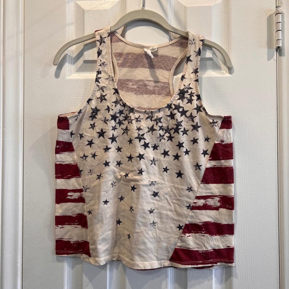Others Follow American Flag Racerback Tank Top Stars Stripes Small Cropped